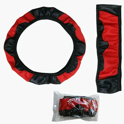 38cm/15'' Universal Red Car Accessories Microfiber Leather Steering Wheel Cover • $16.22