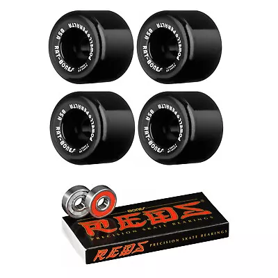 Powell Peralta Rat Bones Skateboard Wheels Black 60mm With Bones Reds Bearings • $52.95