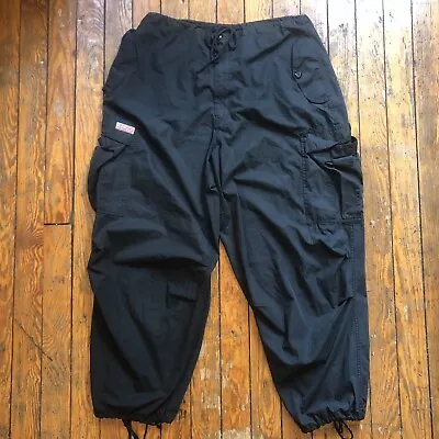 Vintage UFO Cargo Parachute Pants Mens Unisex Large XL Rave Skater Black Baggy • $42