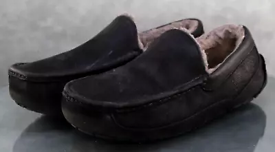 UGG Ascot $120 Men's Slippers Shoes Size 13 Matte Leather Black 1103889 • $44.80