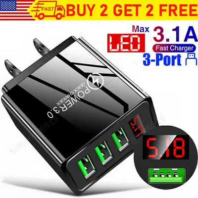 3 Port Fast Quick Charge LED QC 3.0 USB Hub Wall Charger Power Adapter US Plug • $6.54