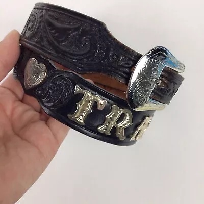 Vtg Silver Creek Collection USA Leather Belt Western Tooled Heart “TRACEY” 28 • $24