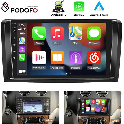 Wireless Carplay 9'' Android 13.0 Car Radio GPS Stereo For Mercedes Benz ML-W164 • $139.99