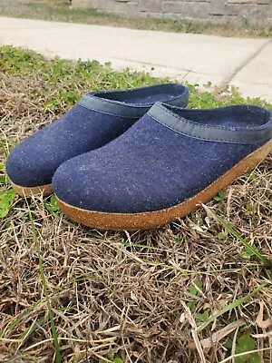 Haflinger Grizzly Wool Clogs Slippers Blue Gray Pure New Wool • $80