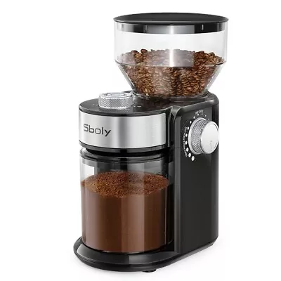 Sboly Electric Flat Burr Mill Coffee Grinder Adjustable 18 Settings Expresso • $34.99