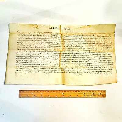 RARE Pope Clement XI 1705 Dated Papal Brief Breve Church Manuscript Document • $199.95