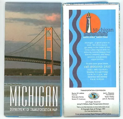 Vintage 1997 Michigan Official Road Map – State Hwy. Comm. (Iron River Missing) • $9.99