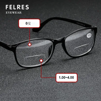 Bifocal Clear Lens Square Reading Glasses For Men Women Fashion Glasses New • $7.37