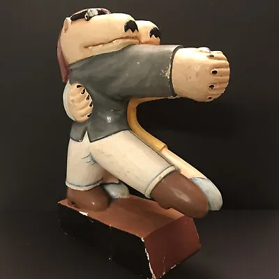 EARLY Markus Pierson Dancing Dogs Coyote Painted Wood Wooden Sculpture NEEDS TLC • $437.15