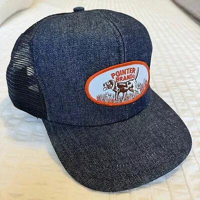 Pointer Brand Vintage Denim Blue Patch Trucker Snapback Hat Made In USA Rare • $64.99