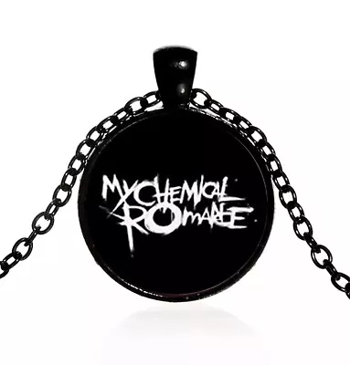 My Chemical Romance Black Link Chain 50cm Necklace Handmade 25mm Glass Pendant • £6.99