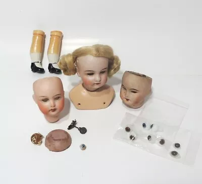 £44.95 • Buy Antique Doll Parts For Dollmaking Bisque Doll Heads, Glass Eyes, Legs, Faults