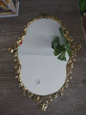 Vintage Gold Gilt Large Vanity Mirror Tray Ormolu Leaf Design Hollywood Regency • $149.99