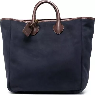 Polo Ralph Lauren RL Blue Brown Suede Calf Leather Tote Weekend Travel Bag BNWT • £399.99