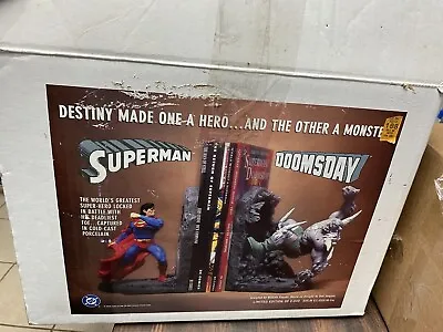 DC COMICS SUPERMAN Vs DOOMSDAY BOOKENDS STATUE 1996 RARE By PAQUET Limited Ed. • $375