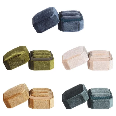 $6.56 • Buy With Detachable Lid Double Ring Storage Box Velvet Jewelry Box Ring Display Box