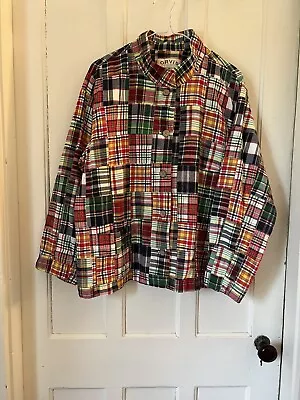 Orvis Women’s Lined Madras Plaid Patchwork Jacket W/ Pockets Size 20 Women’s • $40