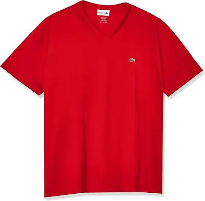 $65.55 • Buy Lacoste 282753 Men Short Sleeve V-Neck Pima Cotton Jersey T-Shirt, Red, X-Small