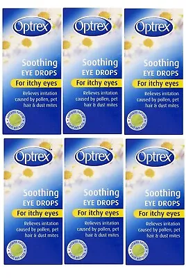 Optrex Soothing Eye Drops For Itchy Eyes (6 X 10ml) Hay Fever Allergy Relief • $31.97