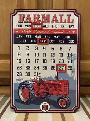 Farmall Tractor Calendar Yearly Metal Sign IH Barn Vintage Style Wall Decor • $45