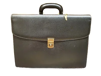 Mint! Never Used. Vintage Mark Cross Black Leather Briefcase / Portfolio & Key • $49.99