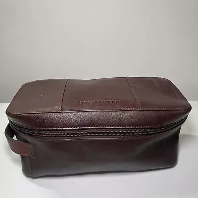 Johnson & Murphy Brown Leather Toiletry Men’s Travel Bag Zip And Side Straps • $25.97