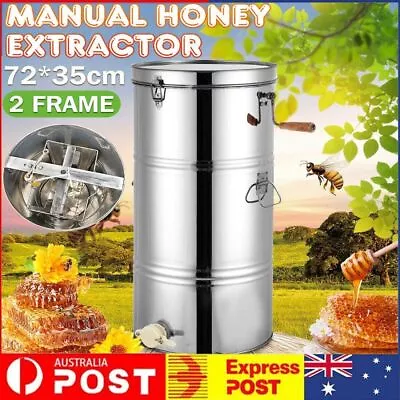 Honey Extractor 2 Frame Manual Crank Beekeeping Spinner Stainless Equipment AU • $126.35