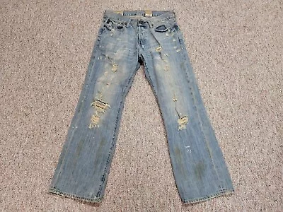 Abercrombie Fitch Jeans Mens 30x30 Denim Medium Wash Kilburn Low Rise Thrashed • $24.97