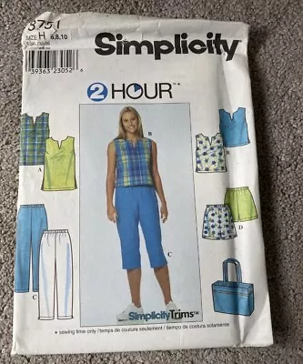 Simplicity 8751 Sewing Pattern Trousers Shorts Sleeveless Vest Top & Bag 6-10 • £6