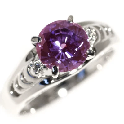 £745.99 • Buy Crescenbert Pt900 Recrystallized Alexandrite Diamond Ring 1.77ct D0.04ct - Auth 