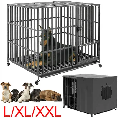 Dog Cage Pet Puppy Crate Cover Set Solid Chew-proof Metal Training Carrier Cart • £28.92