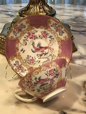 Vintage Mintons Pink Gold Peacock Cockatrice Tea Coffee Cup& Saucer England • $49.99