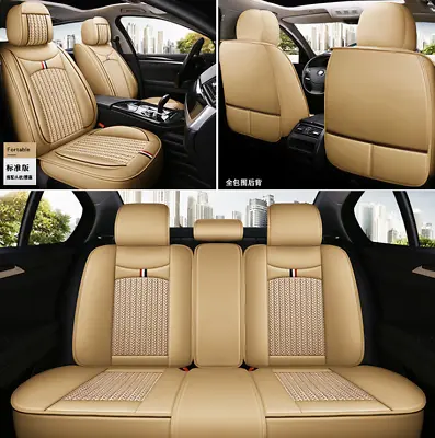 For Volkswagen Car Seat Covers Full Front&Rear PU Leather Ice Silk Seat Covers • $118.43