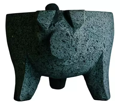 Big Molcajete  Pig Face 12 Inches Made Of Volcanic Stone 1 Gal Mexican Mortar • $240