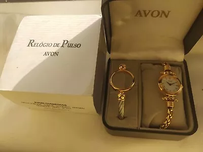 Vintage Avon Case With 2 Bracelets And A Lady's Wristwatch Golden Metal • $45