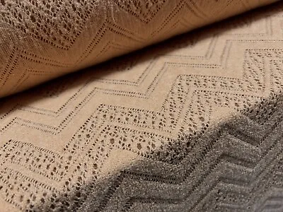 £5.99 • Buy Wool Blend Crochet Knit Jersey Fabric, Per Metre - Chevron Design - Nude Peach