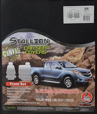 Black Full Car Pack Poly Canvas Seat Covers For Mazda Bt-50 Single Cab 11/11-on • $69