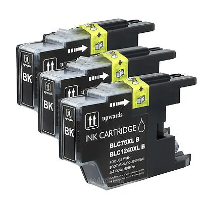 3 Pk LC75 LC-75 Black Ink For Brother MFC-J5910DW MFC-J6510DW MFC-J6710DW • $7.50