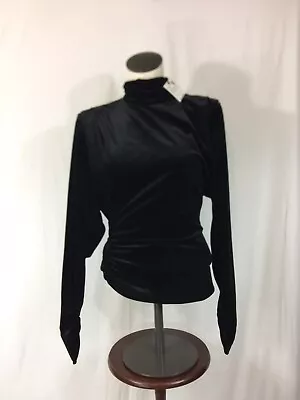 $19.49 • Buy ZARA Women’s Ruched Black Velvet Turtleneck Zip Up Size S