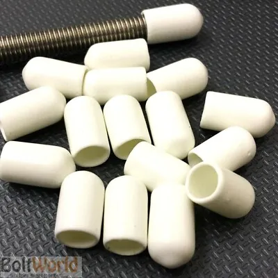 White - Rod Bar Studding Stud Screws Bolts Cable Safety Vinyl Thread Cover Caps • £3.54