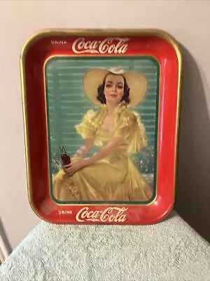 Antique Vintage COCA COLA  1938 GIRL  ADVERTISING SERVING TRAY Soda • $120