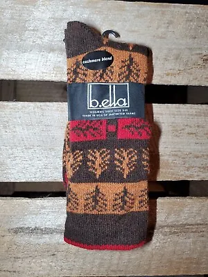 B. Ella Ladies Cashmere Wool Angora Blend Socks Adeline Espresso USA MADE • $18
