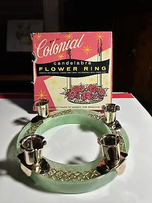 Rare Vintage Candleabra Metal Tube Fresh/Fake Flower Ring Colonial Advent Ring • $49.99