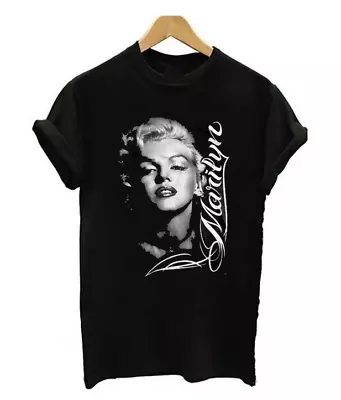 Marilyn Monroe Face Signature Glamour Black T-Shirt S-2345XL - Free Shipping • $14.99