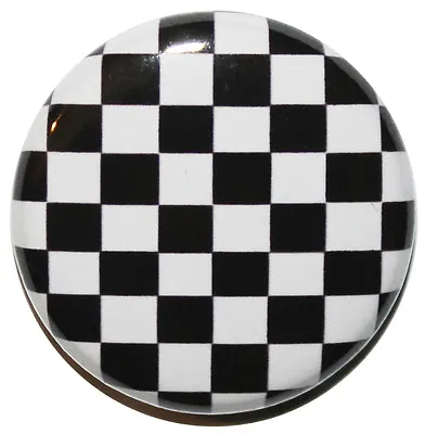 1  (25mm) 'Checkered Flag' Button Badge Pin - MADE IN UK - HIGH QUALITY • £0.99