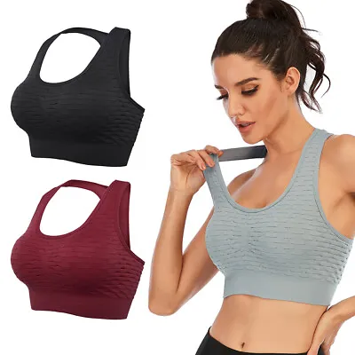 Womens Padded Sports Bra Backless Breathable Seamless I-back Crop Fitness Vest • $8.59