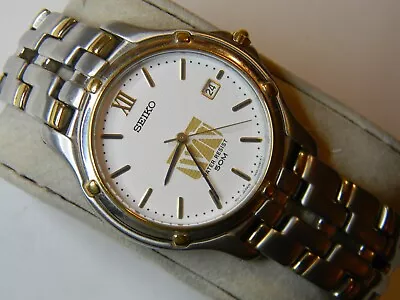 Fine Vintage Seiko 7n32 Gold Stainless Quartz Mens Watch - New Battery - Runs • $45