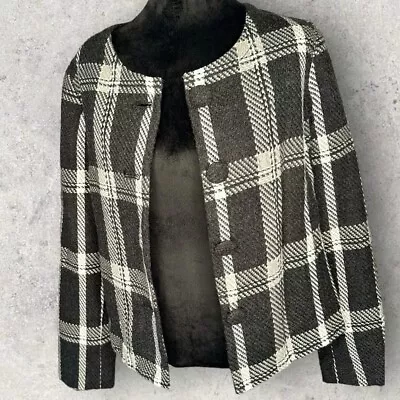 Merona Women’s Lightweight Short Dress Jacket Black/Grey Plaid Size Small • $8