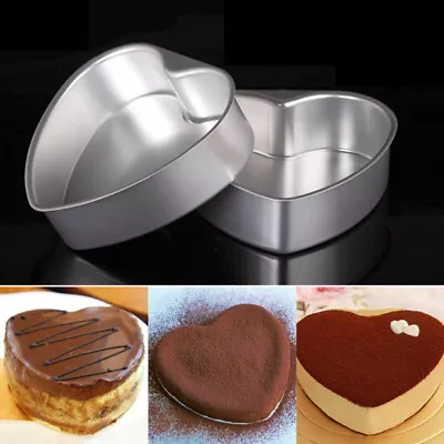 Heart Shaped Aluminum Cake Pan With Removable Bottom - 6 Inch Silver-QP • £9.79