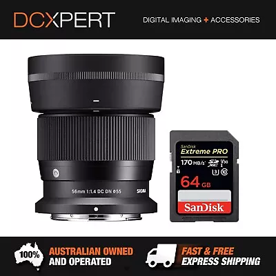 Sigma 56mm F/1.4 Dc Dn Contemporary Lens For Nikon Z Mount (4351973) + Sd Card • $764.15